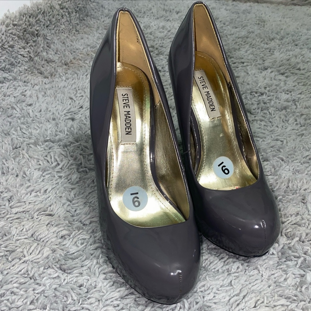 Steve Madden Gray 5in Patent Leather Platform Stiletto Heels Women’s S 9 New